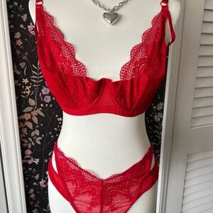 Sexy Red Lace Lingerie Set